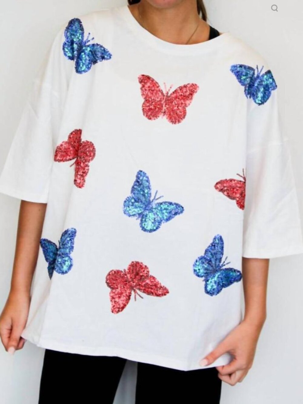 Peach Love NWT Sequin Butterfly Red White Blue Patriotic Oversized